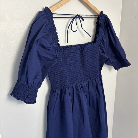 Hill House Athena Nap Dress Navy Blue Puffed Sleeve Mini Women's Sz XL - Picture 10 of 10